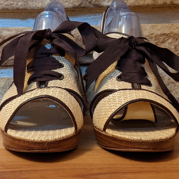 Raymon Tenza Woven Tie Sling Back Sandal Heels 8.5 M - Picture 4 of 8